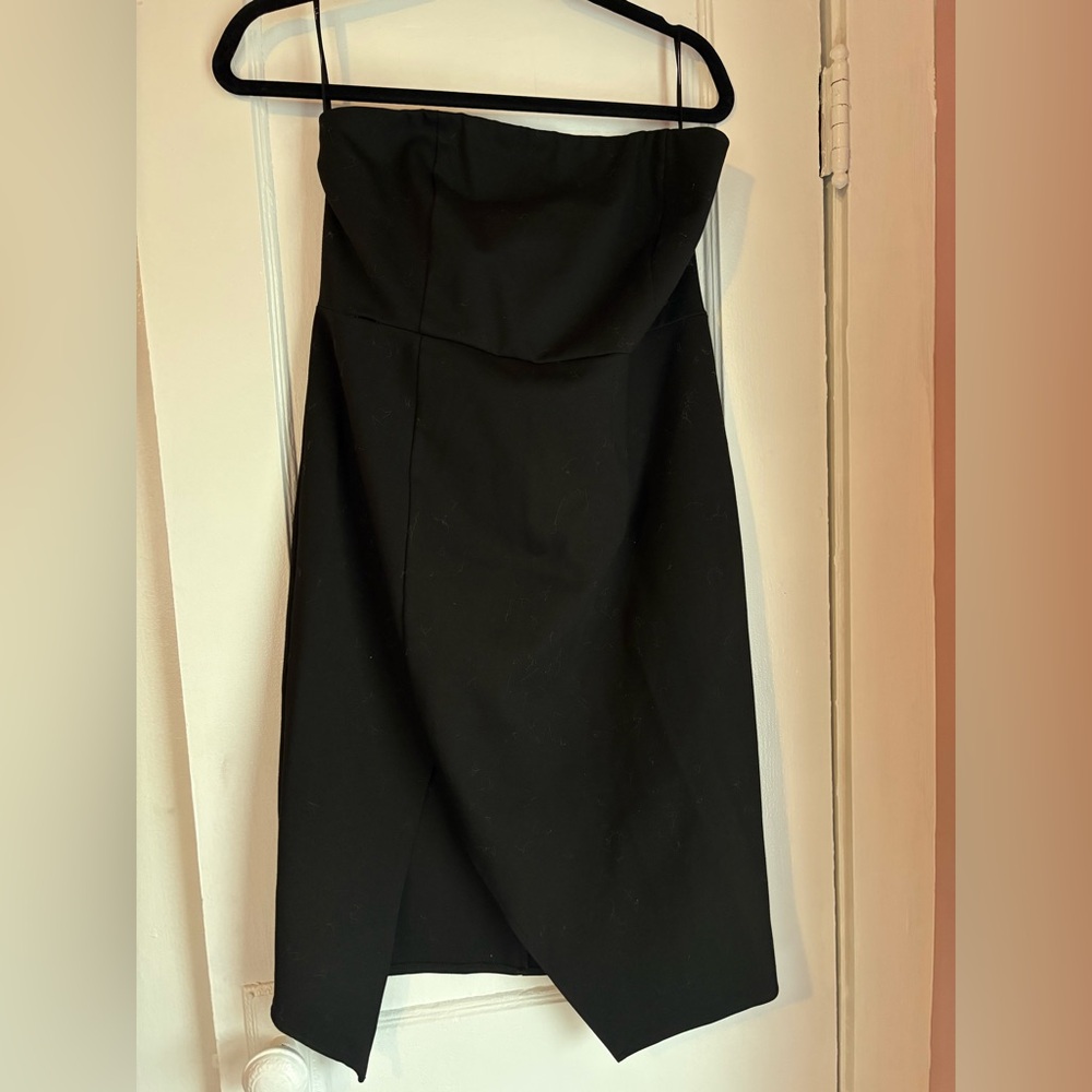 Lulus Black Strapless Midi Dress Asymmetrical Hem Size XL